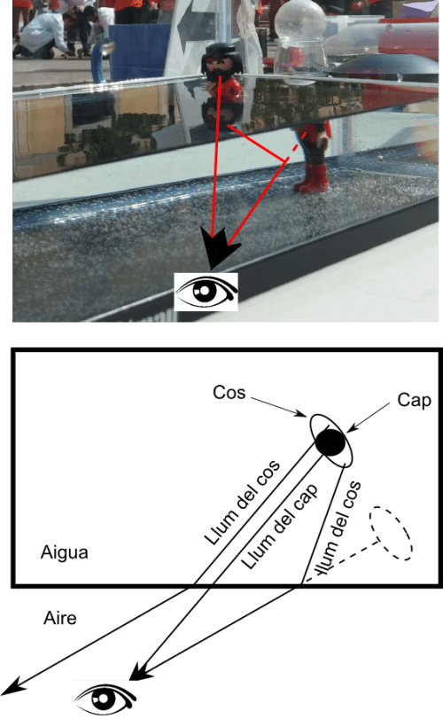 Esquema de raigs en una piscina