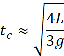 Fórmula matemàtica que mostra la relació del temps crític tc amb diferents variables.
