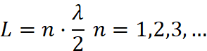 Equació que representa la relació entre la longitud d'ona, la constant de Planck i un número enter 'n'.